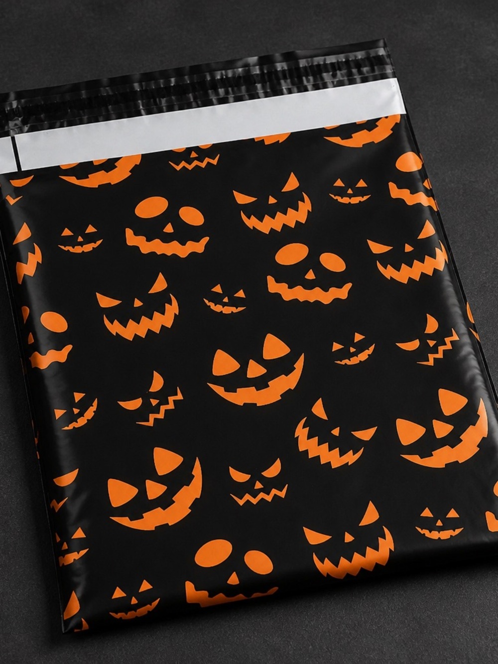 Halloween Pumpkin Jack-O'-Lantern Poly Mailers set of 10- Black & Orange 10x13